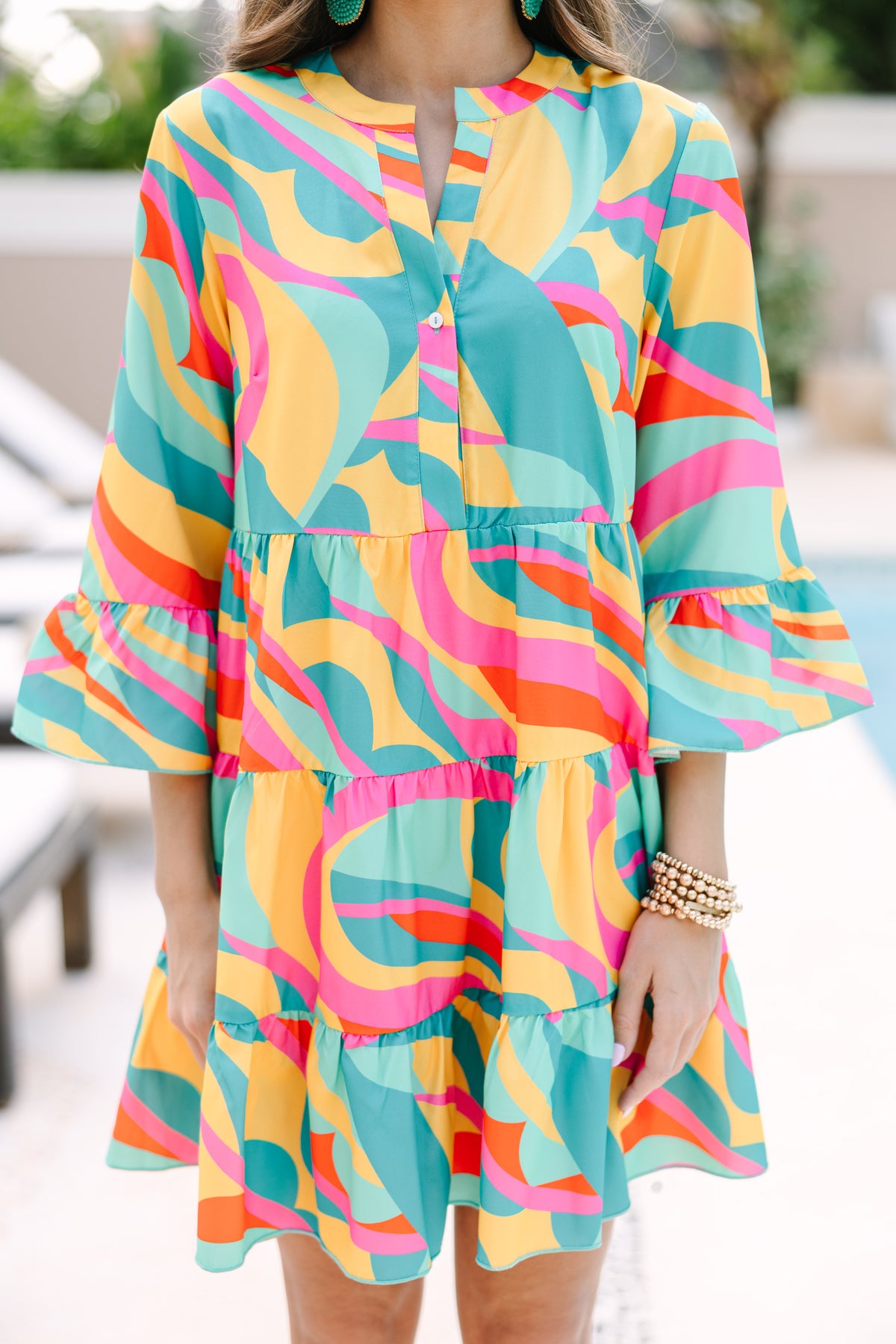 Aegean Breeze Abstract Shirt Dress main image 0