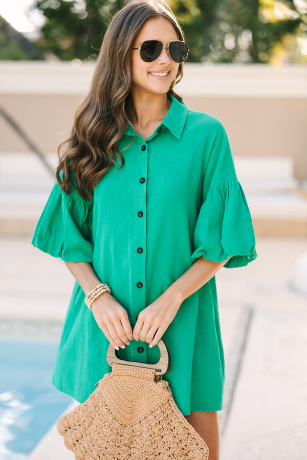 Spring Views Green Button Down Dress Spring Views Green Button Down Dress