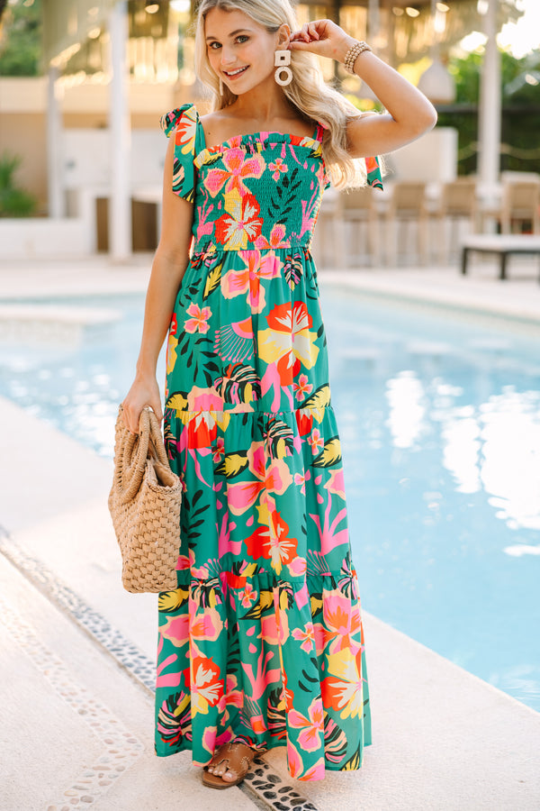 Mean What You Seychelles Green Tropical Maxi Dress