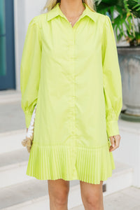 Feeling Serene Chartreuse Yellow Shirt Dress