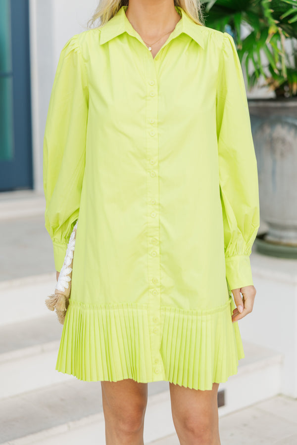 Feeling Serene Chartreuse Yellow Shirt Dress