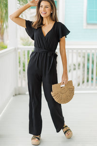 Let Them Stare Black Ruffled Jumpsuit