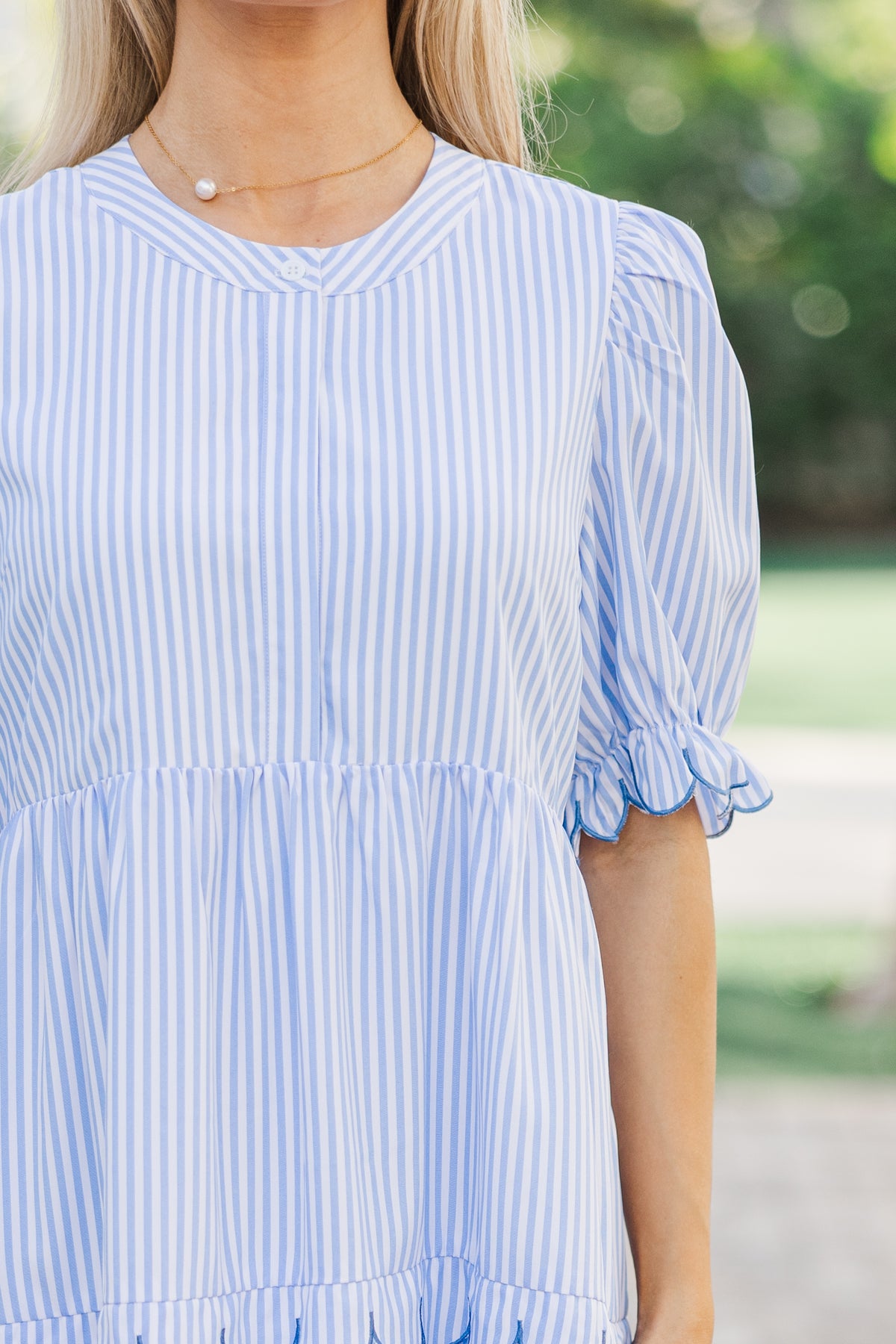 Light Blue Striped Midi Dress main image 0