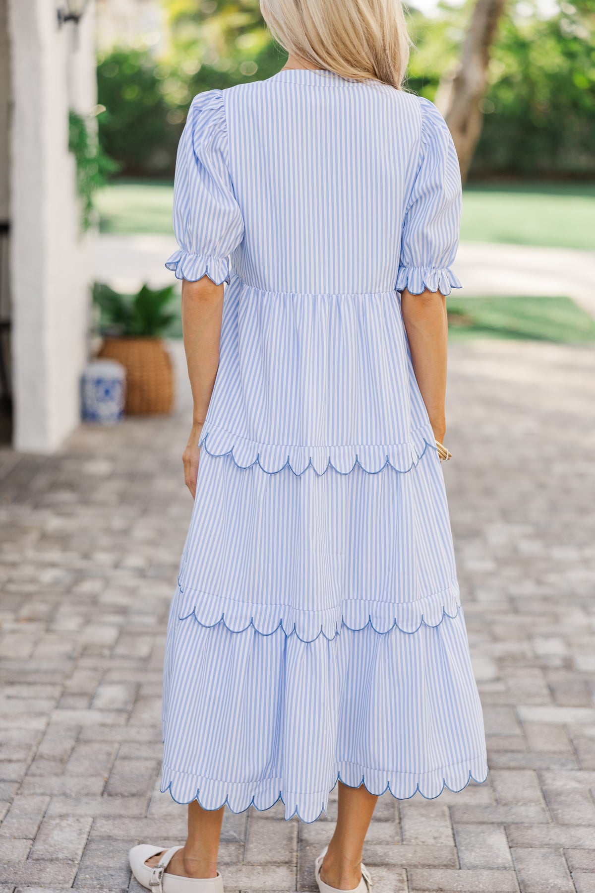 Blue Striped Midi Dress Blue Striped Cotton Smock Midi Dress By GANNI Rent The Runway Blue Striped Midi Dress Blue Striped Cotton Smock Midi Dress By GANNI Rent The Runway