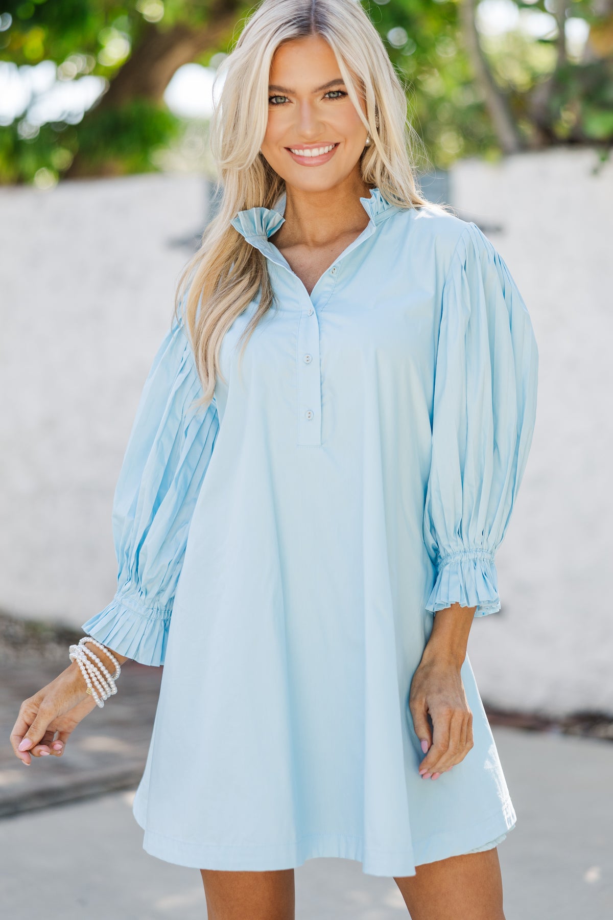 Under The Stars Light Blue Tie Back Dress – Shop the Mint