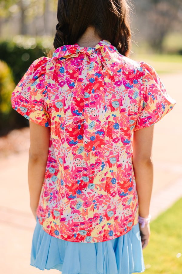 Girls: Can't Let You Go Fuchsia Pink Floral Blouse