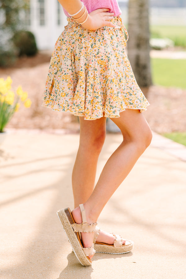 Girls: Look Your Way Yellow Ditsy Floral Ruffled Skort