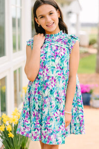 Girls: All About You Navy Blue Floral Ruffled Dress