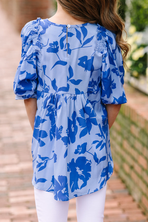 Girls: Feeling Wild Perwinkle Blue Floral Tunic Shop the Mint Girls: Feeling Wild Perwinkle Blue Floral Tunic Shop the Mint