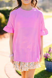 Girls: All I Ask Pink Ruffled Top
