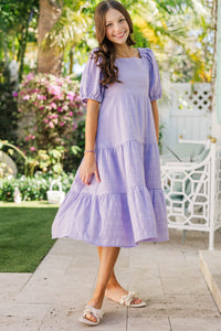 Girls: Think About You Lavender Purple Midi Dress