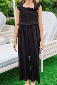 Girls: All For You Black Smocked Jumpsuit