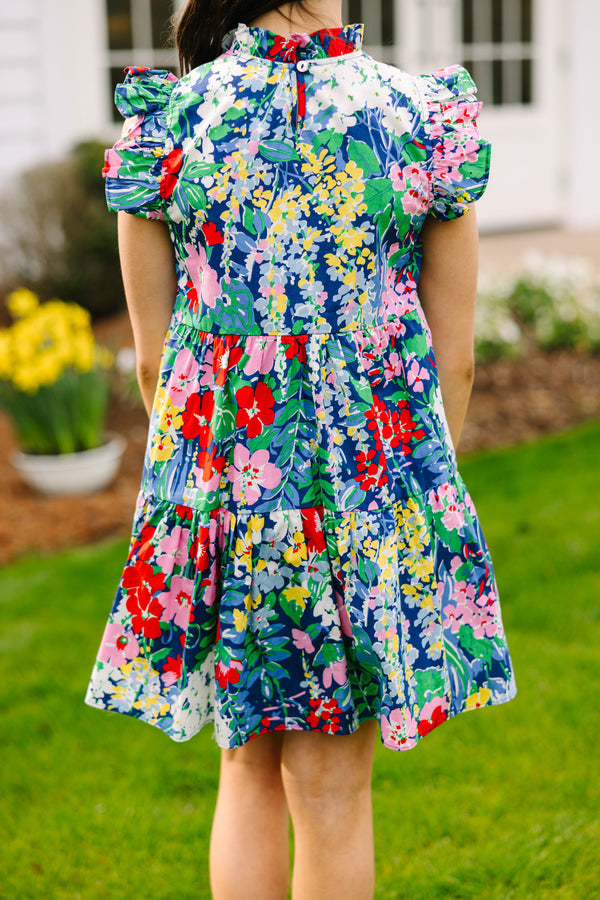 Girls: What Dreams Are Made Of Navy Floral Ruffled Dress