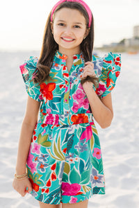 Girls: Wild Love Emerald Green Floral Romper