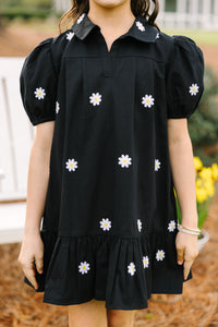 Girls: Dream Of The Day Black Floral Embroidered Dress