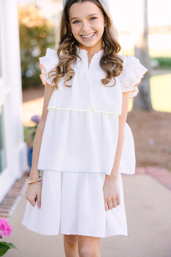 Girls: Colorblock Trim Ruffle Dress Shop the Mint Girls: Colorblock Trim Ruffle Dress Shop the Mint