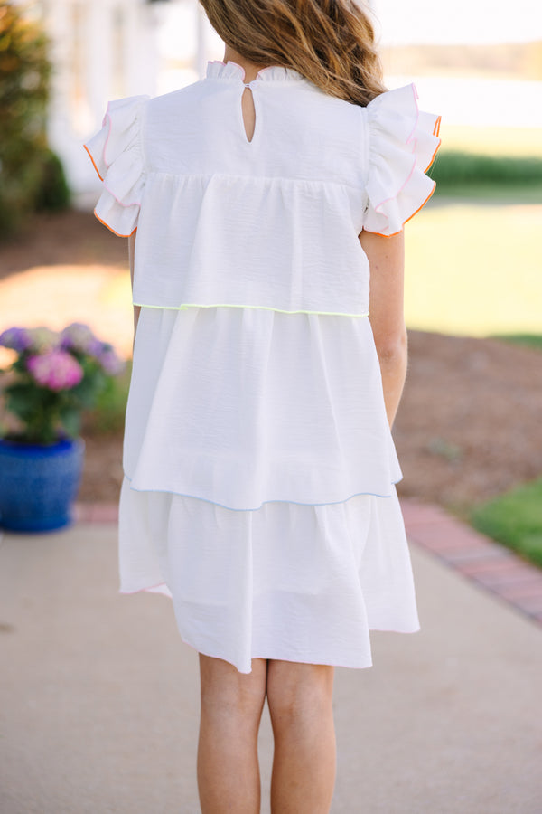 white dresses for girls Girls: Colorblock Trim Ruffle Dress – Shop the Mint