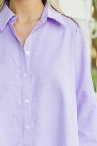 Hanging On Every Word Lavender Purple Shirt Dress