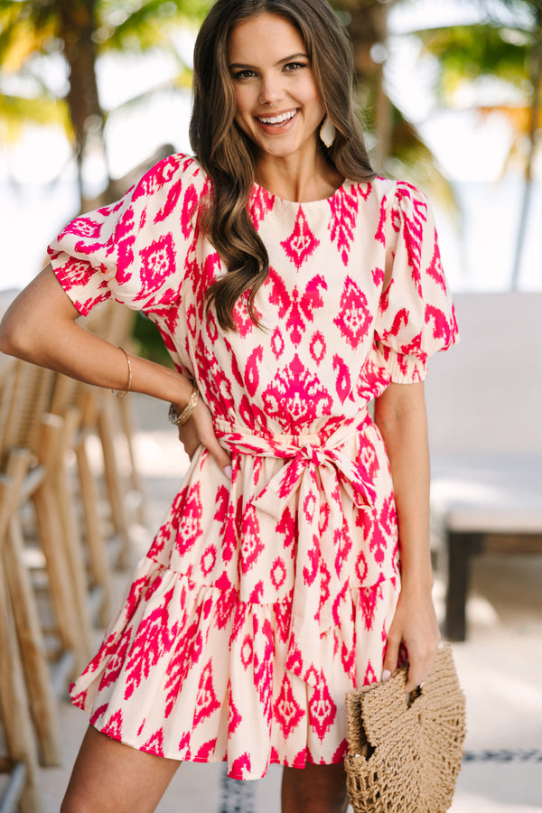 Just Dreaming Fuchsia Pink Abstract Dress