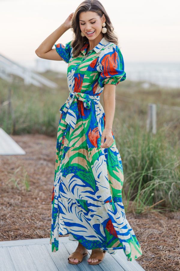 Ready For The Sun Royal Blue Tropical Maxi Dress – Shop the Mint