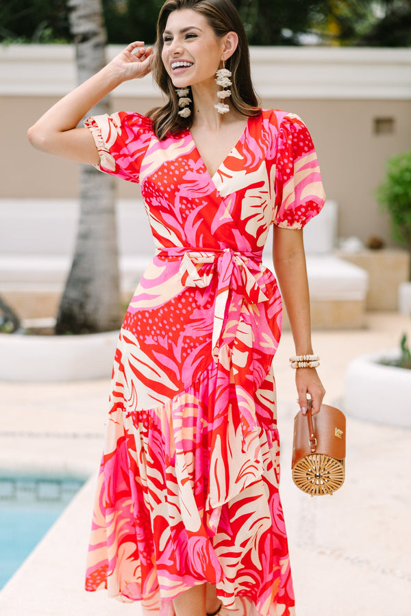 In Your Sights Red Abstract Midi Dress – Shop the Mint