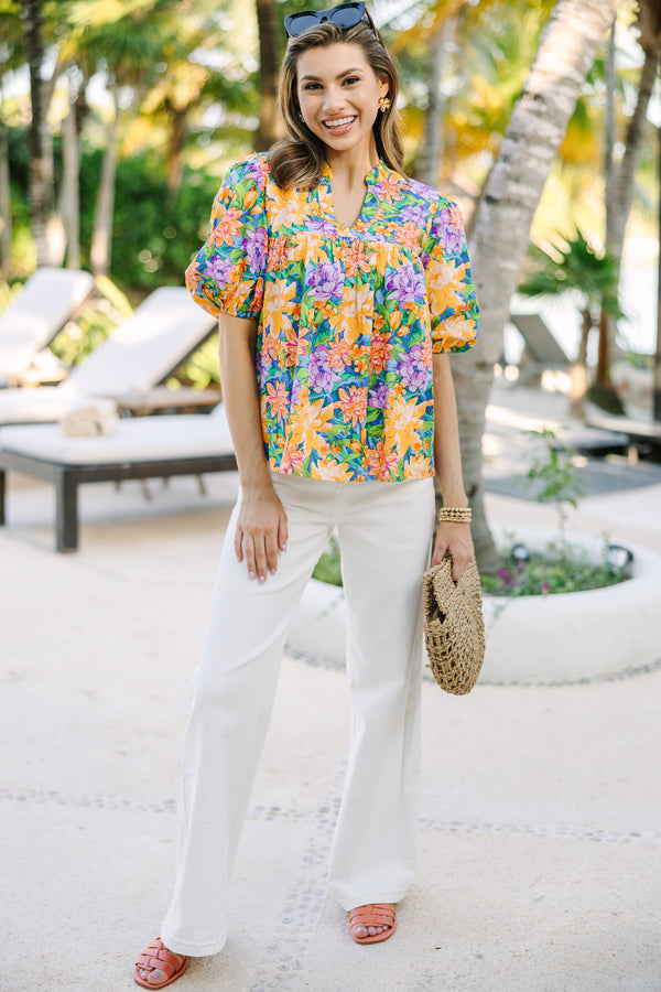 Moving Forward Blue Floral Blouse