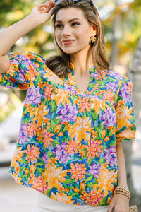 Moving Forward Blue Floral Blouse