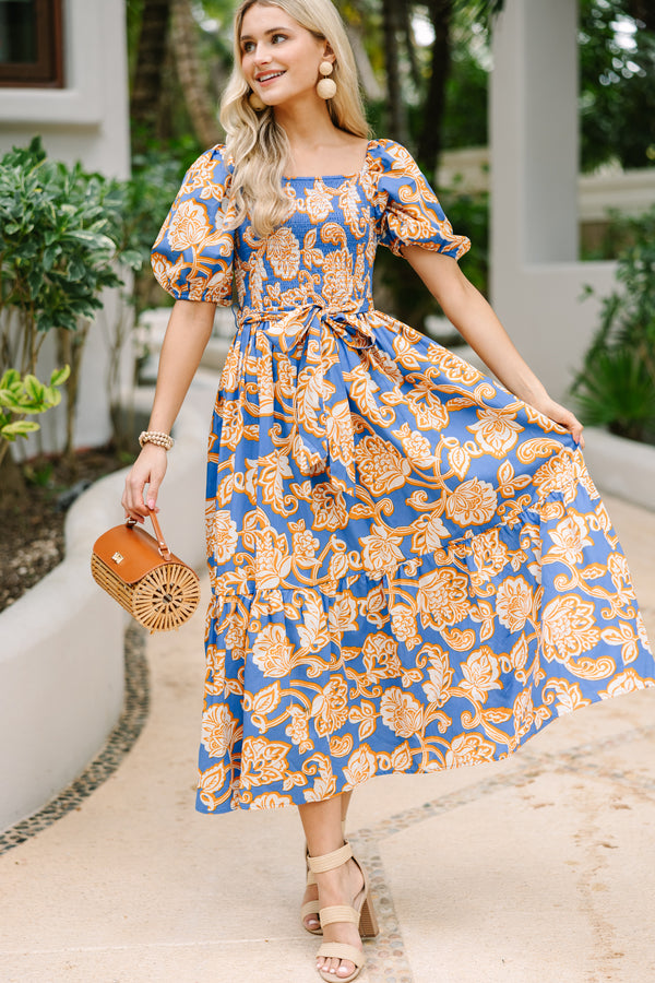 Bold Geo Floral Belted maxi Dress main image 0