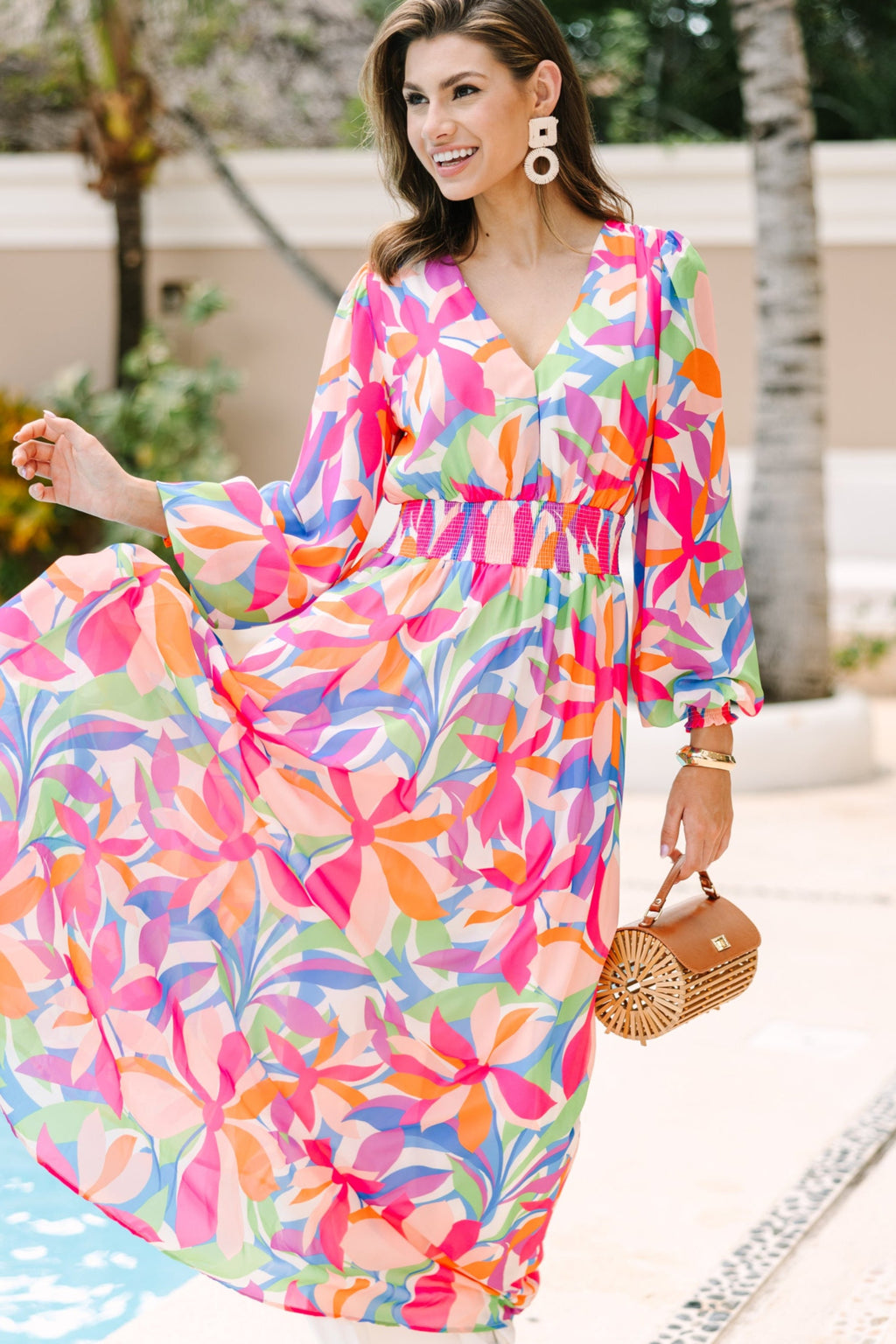 as you know it maxi dress Just Imagine Pink Abstract Dress, MEDIUM - The Mint Julep Boutique Size:Waist Size : 28 Unfinished Bottom plus size sexy V Neckline Women's Plus Size Office