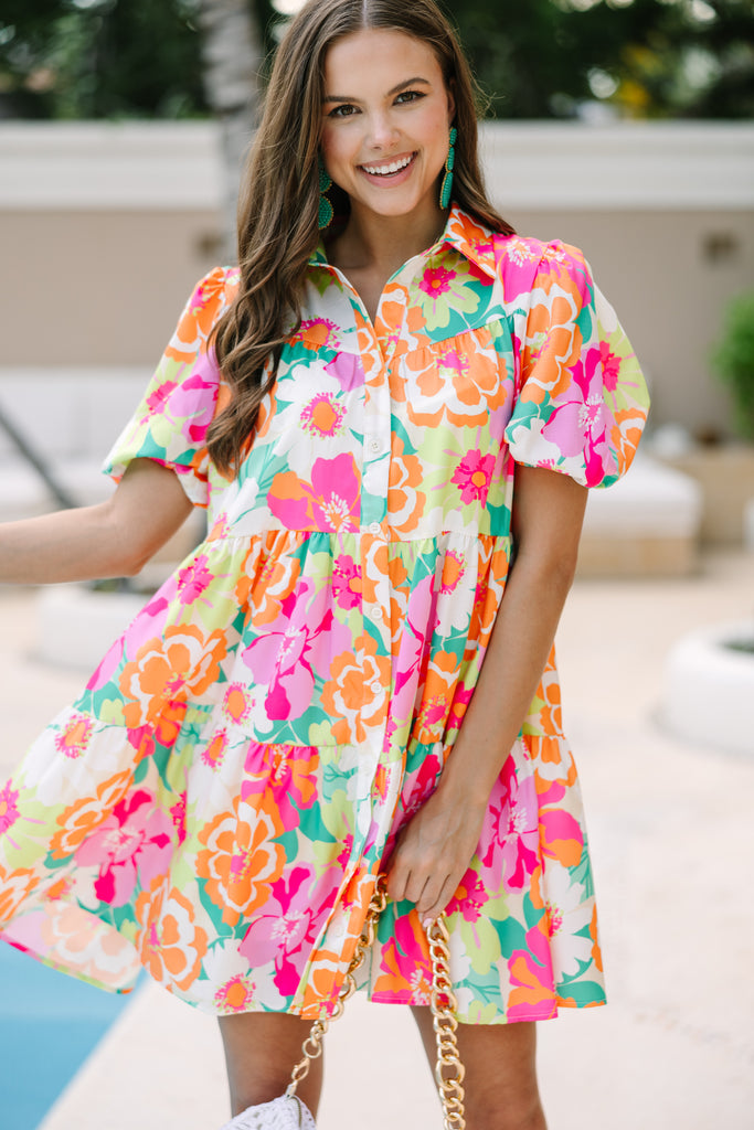 Burnt Orange Long Sleeve Babydoll Dress