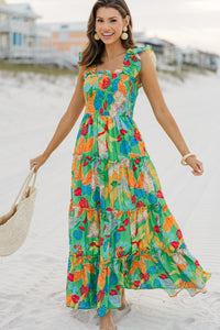 floral maxi dresses, green maxi dresses, tropical maxi dresses, vacation dresses