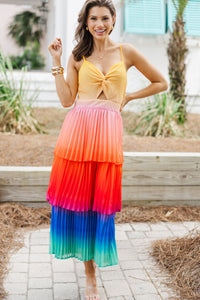 bold midi dresses, ombre midi dresses, colorful midi dresses for summer