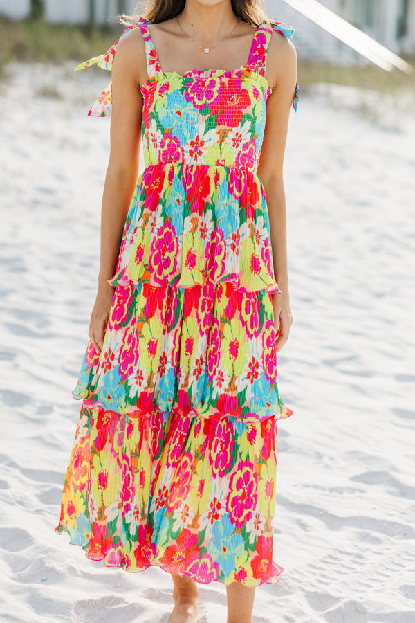 Live Boldly Yellow Floral Midi Dress