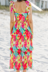 Live Boldly Yellow Floral Midi Dress