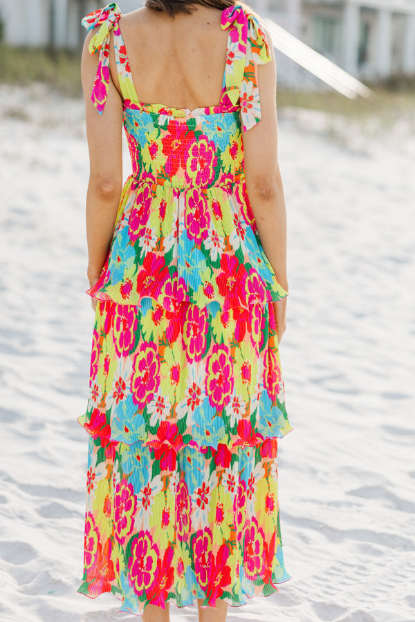 Live Boldly Yellow Floral Midi Dress