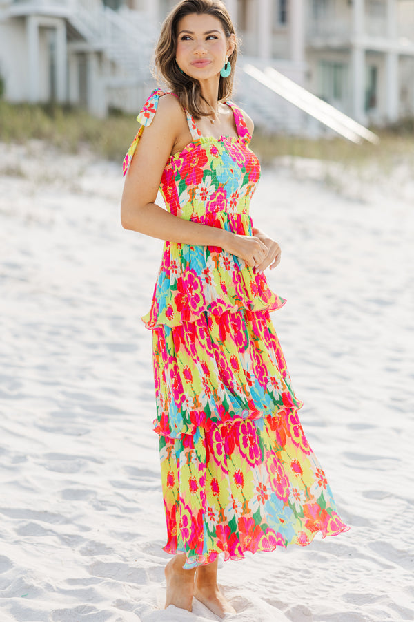 Live Boldly Yellow Floral Midi Dress