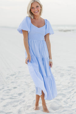 Garden Tapestry Embroidered Midi Dress in Blue main image 1