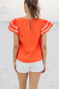 Just For You Orange Ruffled Blouse