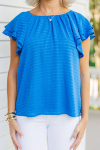 Listen Closely Royal Blue Textured Blouse