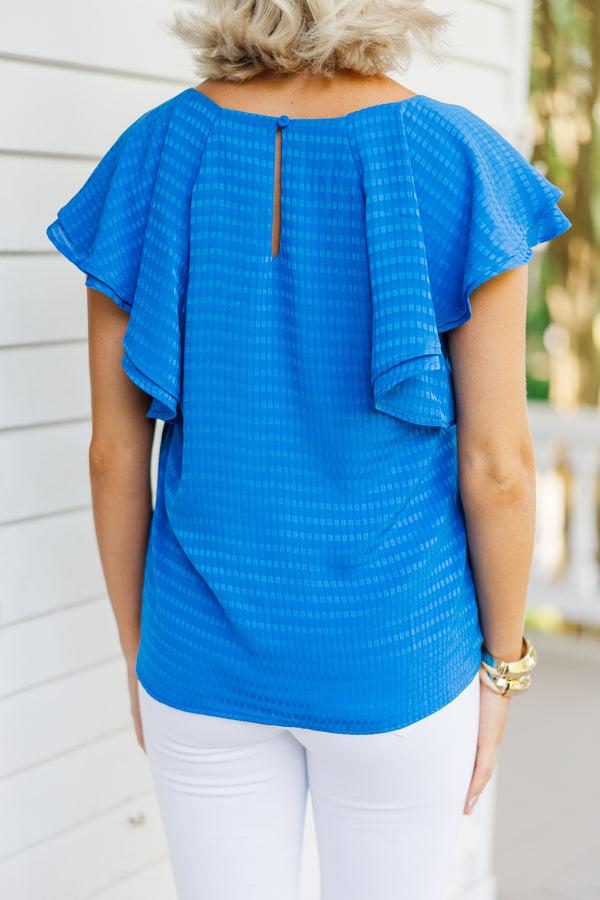 Listen Closely Royal Blue Textured Blouse