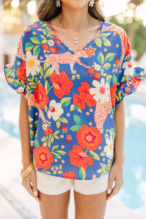 Always Summer Royal Blue Floral Blouse – Shop The Mint