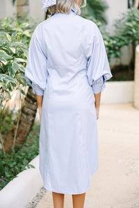 See You There Light Blue Button Down Midi Dress