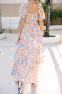 It's Your Day Orange Floral Maxi Dress