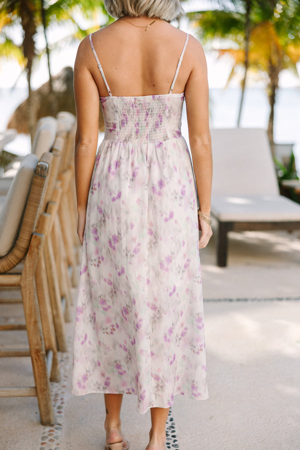 embroidered dresses women Purple Chiffon Maxi Dress with Floral Pattern and Fitted Waist up back with supportive side loops that tops a hidden back zipper/clasp Women's Elegant Purple Floral V-Neck