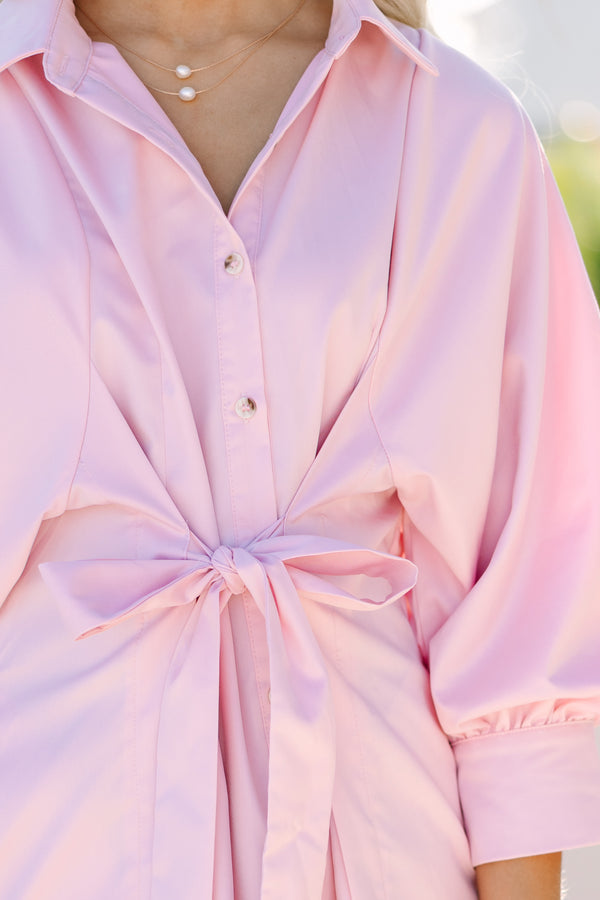 All In Your Dreams Baby Pink Button Down Dress