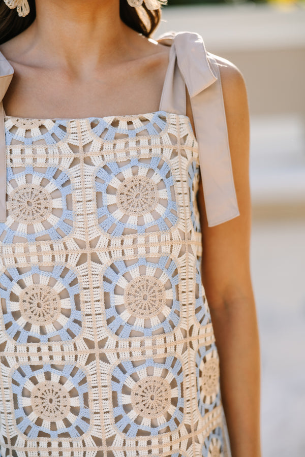 See It Through Blue Crochet Shift Dress, Large - The Mint Julep Boutique | Women's Boutique Clothing See It Through Blue Crochet Shift Dress, Large - The Mint Julep Boutique | Women's Boutique Clothing