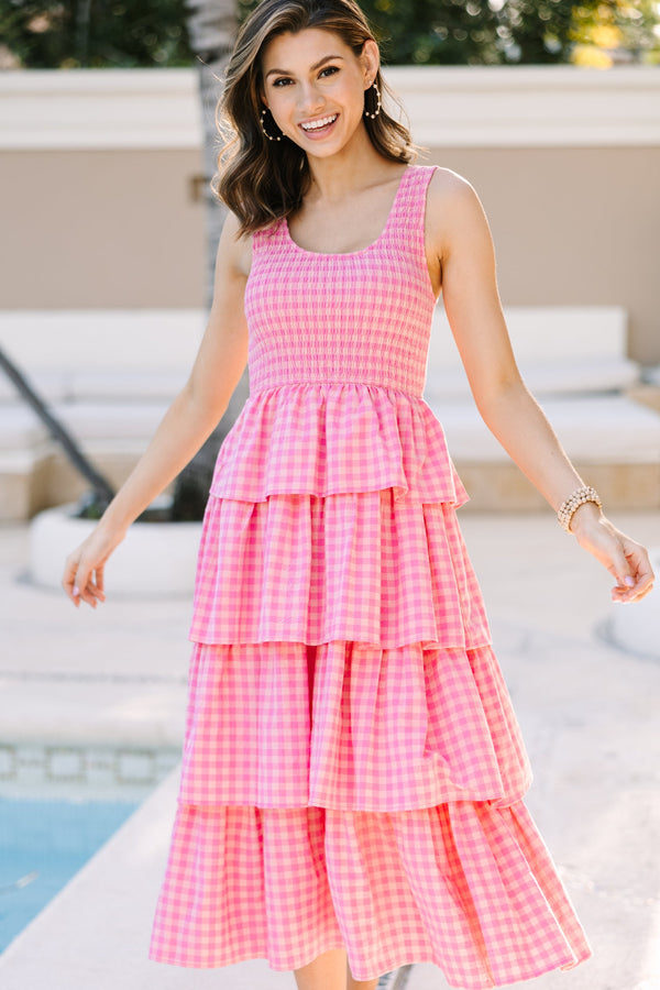 Look Your Way Pink Gingham Midi Dress Shop the Mint Look Your Way Pink Gingham Midi Dress Shop the Mint