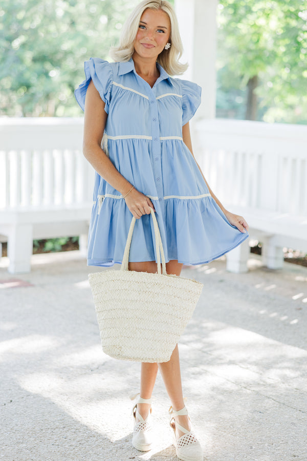 Take What's Yours Chambray Blue Babydoll Dress Shop the Mint Take What's Yours Chambray Blue Babydoll Dress Shop the Mint