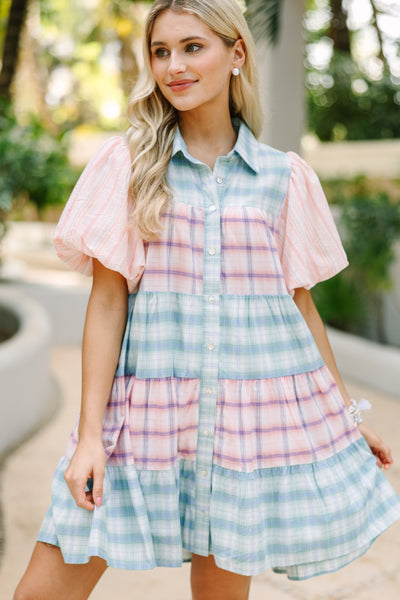 Happy Place Blue & Pink Plaid Dress – Shop the Mint