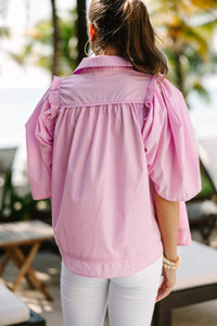 Know You Better Pink Puff Sleeve Blouse